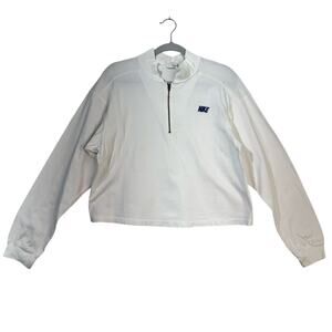 Nike White Cotton Cropped Long Sleeve 1/2 Zip Polo Sweater Size Medium 90's VTG